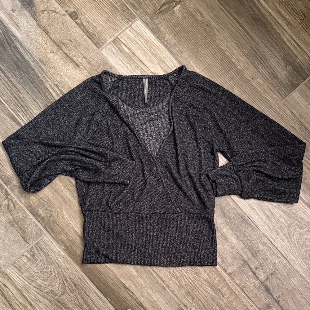Anthropologie Charcoal V-Neck Sweater